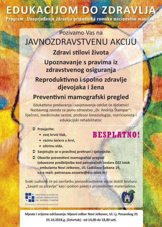 Edukacijom do zdravlja - Javnozdravstvena akcija „Unaprjeđenje zdravlja pripadnika romske nacionalne manjine“ u Novom Jelkovcu