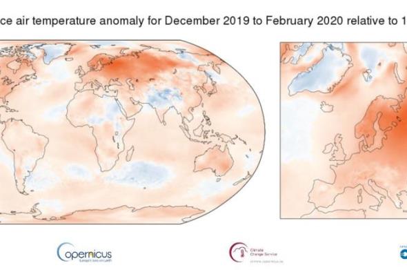 Borealna zimska sezona 19./20. daleko najtoplija zimska sezona ikad zabilježena u Europi