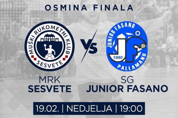 Uzvratna utakmica osmine finala ove nedjelje: Sesvete - Junior Fasano