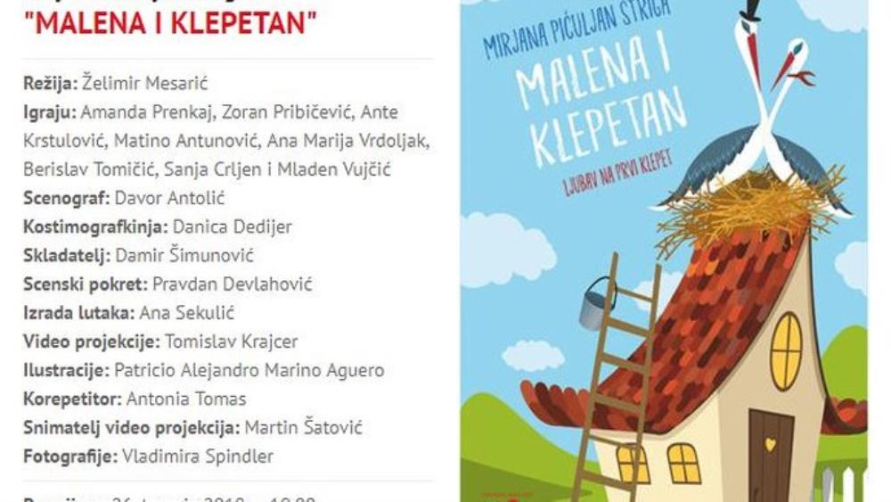 Ljubav Malene i Klepetana prvi put na kazališnim daskama 26. travnja u Žar ptici