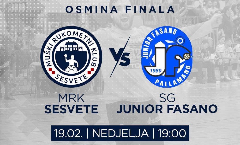 Uzvratna utakmica osmine finala ove nedjelje: Sesvete - Junior Fasano