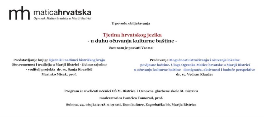 Tjedan hrvatskog jezika u Mariji Bistrici